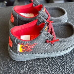 Kids Flame Design Black and Red Shoes